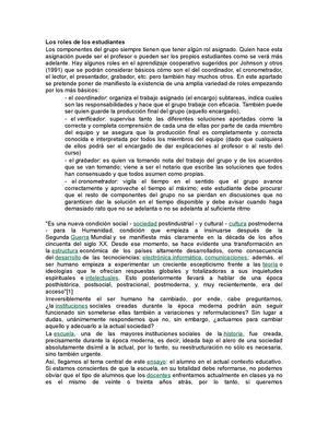 Roles de los estudiantes