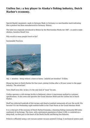 UniSea Inc.: a key player in Alaska's fishing industry, Dutch Harbor's economy.