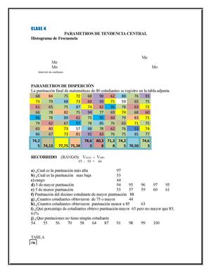 PARAMETROS DE TENDENCIA CENTRAL y ejercicio