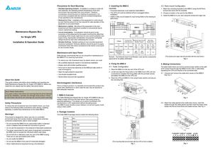 Maintenance Bypass Box for Single UPS Installation & Operation Guide