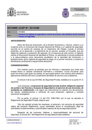 informe control de accesos con la policia