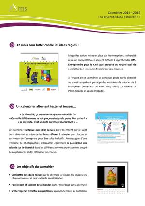 Calendier "la diversité dans l'objectif"