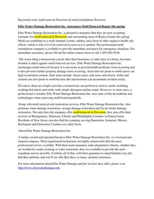 Elite Water Damage Restoration Inc. Announces Mold Removal Repair This Spring