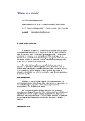 Calaméo - Beneficios del juego en la infancia