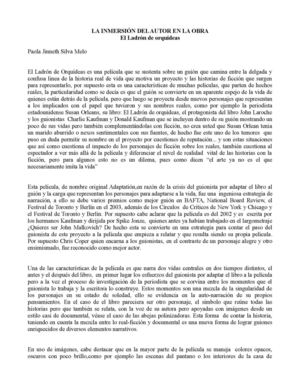 Análisis critico: EL ladrón de Orquídeas- Película Adaptatión