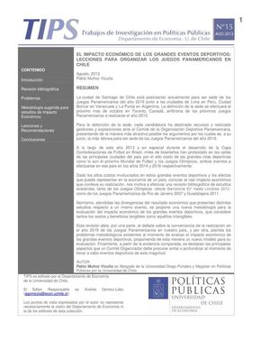 Impacto económico de los grandes eventos deportivos. Juegos Panamericanos en Chile