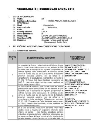 programacion anual matematica 2° sec