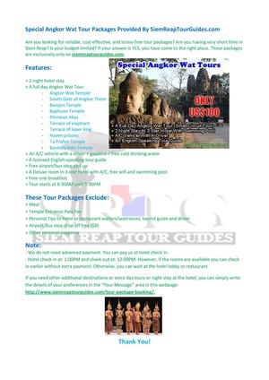Special Angkor Wat Tour Package