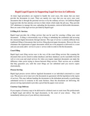 Rapid Legal Experts in Supporting Legal Services in California