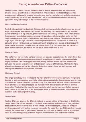 Placing A Needlepoint Pattern On Canvas