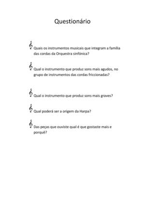 Questionário Família Cordas Orquestra sinfónica