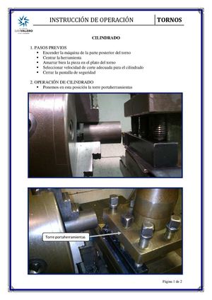 Instrucción de operación del cilindrado