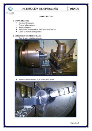 Instrucción de operación del refrentado