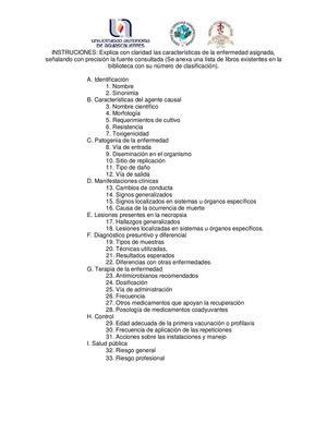 LISTA DE CARACTERÍSTICAS DE LAS ENFERMEDADES BACTERIANAS DE ANIMALES DOMÉSTICOS