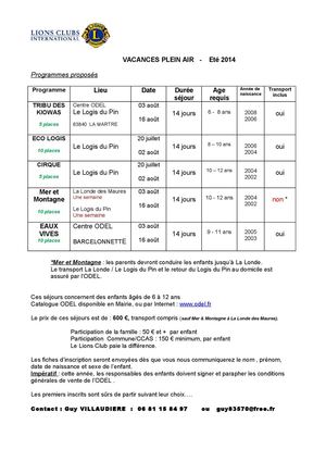 0 V.P.A. ODEL programmes 2014 - MODELE CLUBS