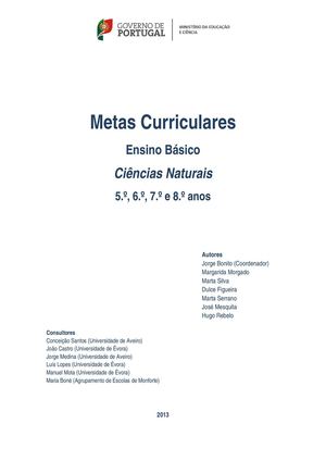 Metas curriculares CN 5º até 8º ano