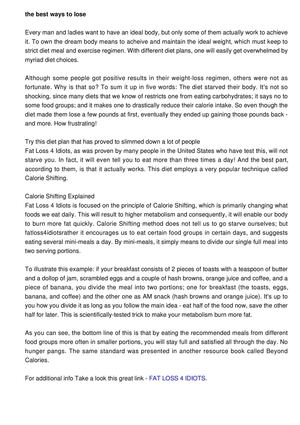 The Best Ways to lose weight with FatLoss4Idiots

