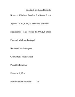 HISTORIA DE CRISTIANO RONALDO