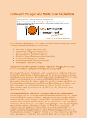 Restaurant Vorlagen und Muster zum Ausdrucken