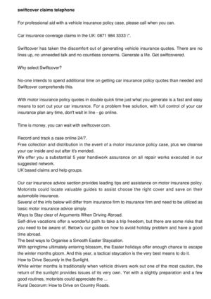 Swiftcover Claims Contact Number
