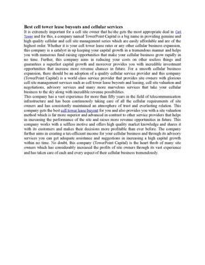 Best Cell Tower Lease Buyouts and Cellular Services