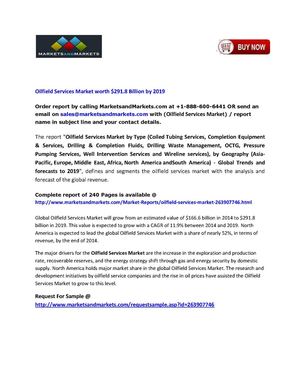 Oilfield Services Market Estimated to Worth $291.8 billion by 2019