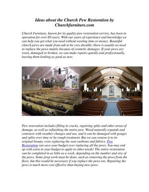 Ideas about the Church Pew Restoration by Churchfurniture.com