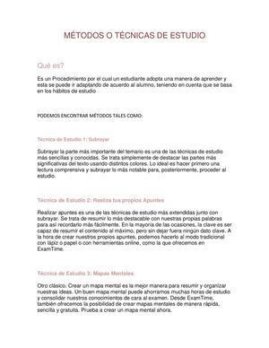metodos y tecnicas del estudio