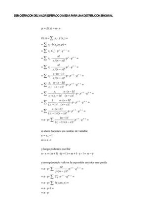 Demostración de la media de una distribución binomial