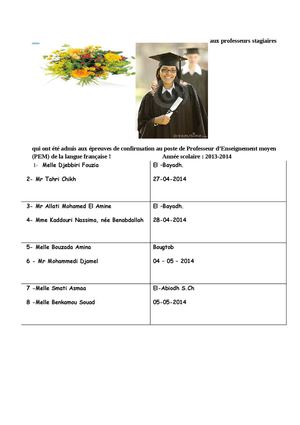 Certificat d'aptitude des PEM.