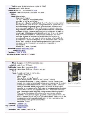 O cinema na Biblioteca -consulte e requisite