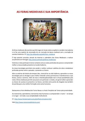 AS FEIRAS MEDIEVAIS E SUA IMPORTÂNCIA