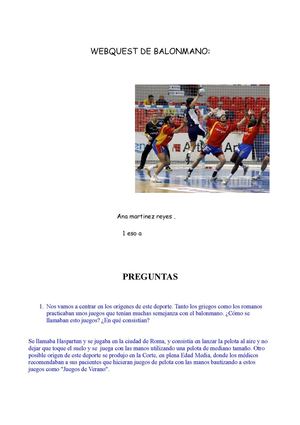 webquest de balonmano