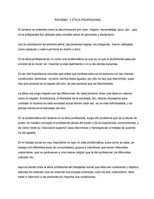 EL RACISMO EN LA ÉTICA PROFESIONAL