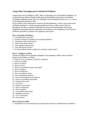 George Pólya: Solución de problemas