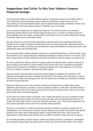 Suggestions And Tricks To Max Your Nabisco Coupons Financial Savings