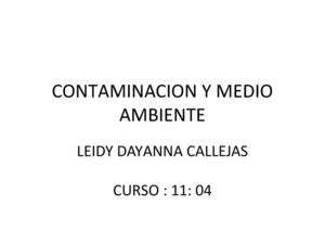 CONTAMINACIÓN Y MEDIO AMBIENTE.