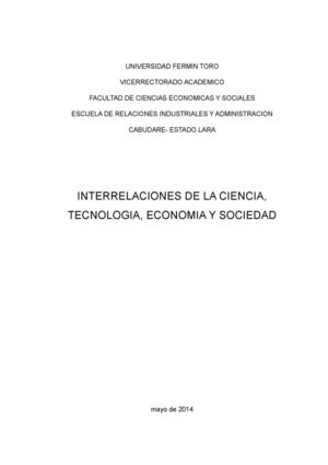 Interrelaciones de la ciencia, tecnología, economía y sociedad