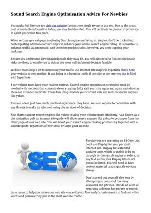 Sound Search Engine Optimisation Advice For Newbies