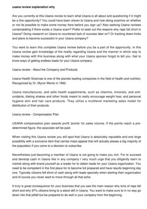 Usana Review - Precisely why associates fail in Usana.