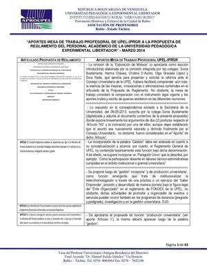 Aportes Propuesta de Reglamento Personal Docente UPEL