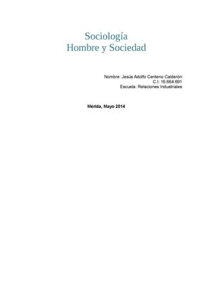 Ensayo. Sociología, Hombre y Sociedad