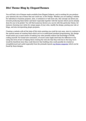 Divi Theme Blog by ElegantThemes