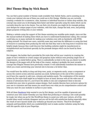 Divi Theme Blog by Nick Roach