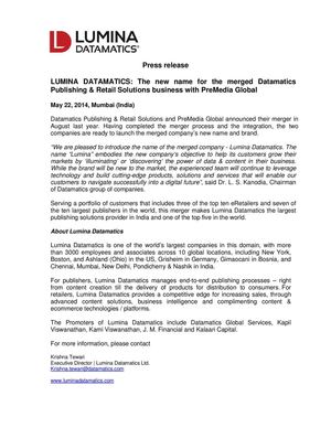 Lumina datamatics Press Release