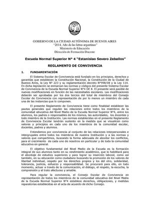 Reglamento de Convivencia 2014- Provisorio