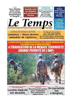 Le Temps d'Algérie Edition du Mardi 27 Mai 2014
