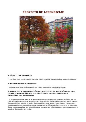 Proyecto de aprendizaje. Los árboles de mi calle