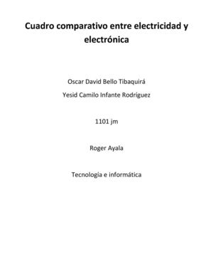 cuadro comparativo entre electricidad y electronica, oscar david bello T; yesid camilo infante R. 1101 jm.