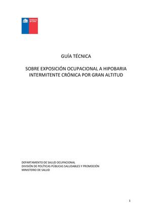 GUÍA TÉCNICA SOBRE EXPOSICIÓN OCUPACIONAL A HIPOBARIA INTERMITENTE CRÓNICA POR GRAN ALTITUD